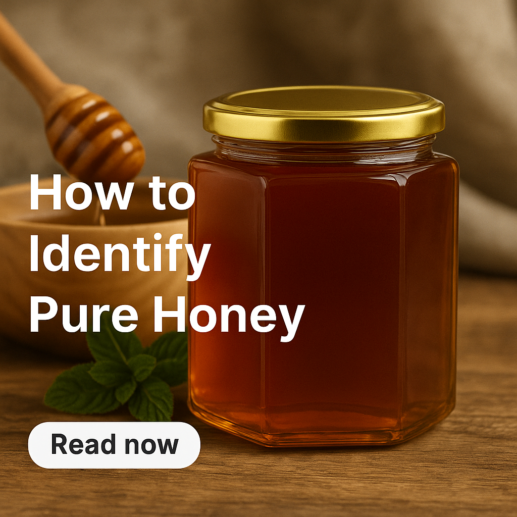 كيف تميز العسل النقي؟ – دليل عملي وسهل 1 Jar of raw honey on a wooden table – how to identify pure honey – كيفية التحقق من عسل نقي كيف تميز العسل النقي