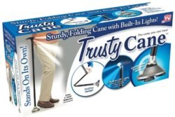 عبوة عكاز Trusty Cane لكبار السن مع قاعدة رباعية ومصباح LED