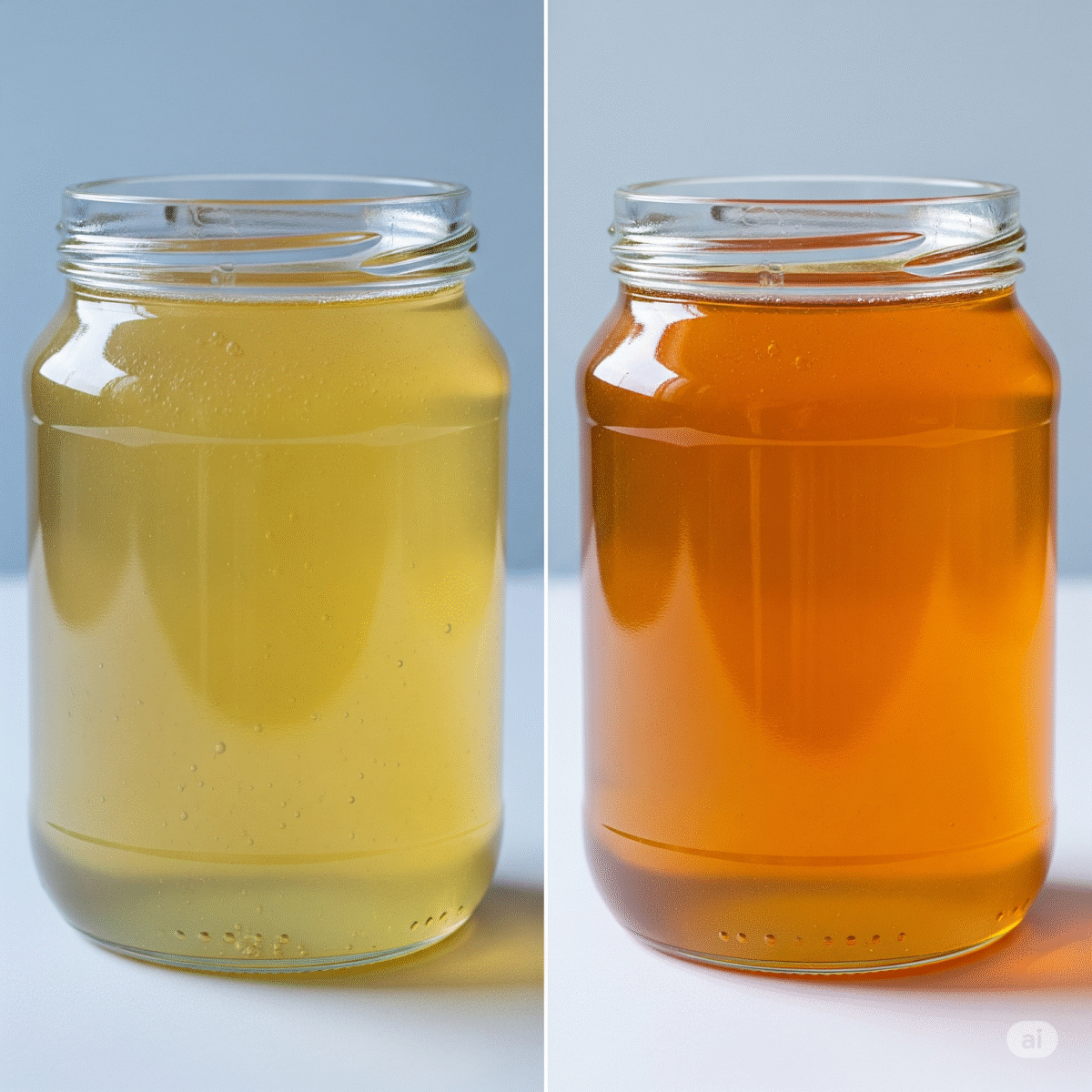 أفضل عسل طبيعي في السعودية لعام 2025: الجودة، الفوائد، والأسعار 4 صورة مقارنة توضيحية بين عسل مغشوش بلون باهت وعسل طبيعي نقي بلون ذهبي غني، لتعليم المستهلكين كيفية التمييز بين المنتجات لضمان اختيار **أفضل عسل طبيعي في السعودية 2025** والحصول على **عسل طبيعي نقي في السعودية 2025**.