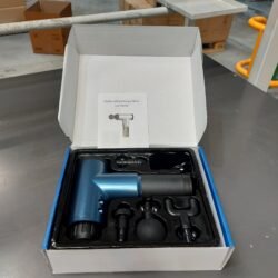 علبة جهاز تدليك العضلات الكهربائي المحمول مع 4 رؤوس مساج ودليل الاستخدام